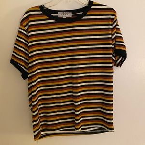 Crew neck multi colored striped shirt